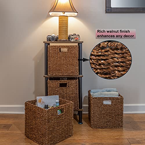 Trademark Innovations Foldable Storage Basket, 12"L x 12"W x 12"H, Brown, 4 Pack