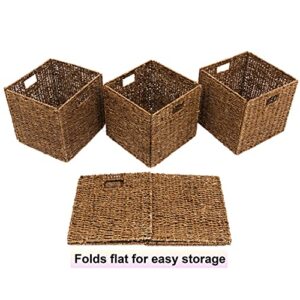 Trademark Innovations Foldable Storage Basket, 12"L x 12"W x 12"H, Brown, 4 Pack