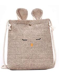bcdshop small shoulder bag for women girl lovely burlap animal ears crossbody bags purse (khaki)