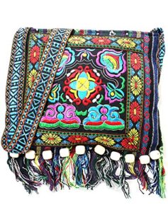 fringe tassel shoulder messenger bag women hobo shoulder bags crossbody tote handbag (10×11 inches, blue)