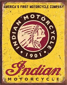 desperate enterprises indian motorcycle since 1901 tin sign – nostalgic vintage metal wall décor – made in usa
