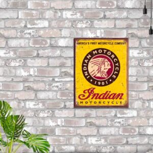 Desperate Enterprises Indian Motorcycle Since 1901 Tin Sign - Nostalgic Vintage Metal Wall Décor - Made in USA