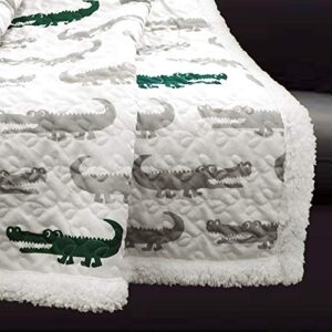 Lush Decor Lush Décor Alligator Sherpa Throw, 60" x 50", Gray/Green