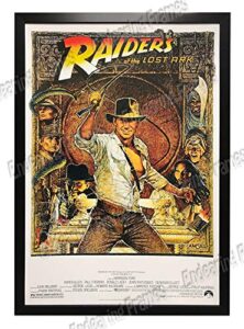 indiana jones – raiders of the last ark movie poster. 24×36 framed poster on a black frame. made in usa.