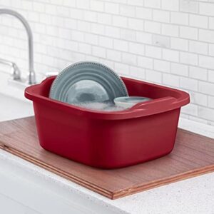 Sterilite Convenient Extra Large Multi-Functional Home 12-Quart Standard Sink Dish Washing Storage Pan, Red (8 Pack)