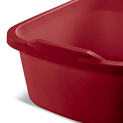 Sterilite Convenient Extra Large Multi-Functional Home 12-Quart Standard Sink Dish Washing Storage Pan, Red (8 Pack)
