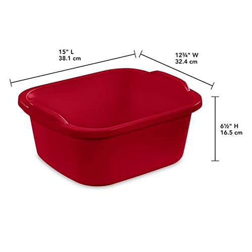 Sterilite Convenient Extra Large Multi-Functional Home 12-Quart Standard Sink Dish Washing Storage Pan, Red (8 Pack)