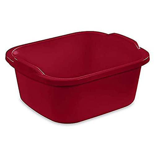 Sterilite Convenient Extra Large Multi-Functional Home 12-Quart Standard Sink Dish Washing Storage Pan, Red (8 Pack)