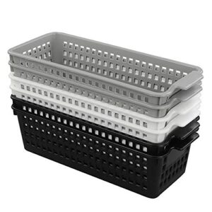 utiao plastic storage organizer basket trays, white, grey, black(6 packs)