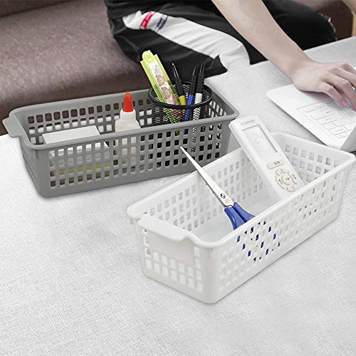 Utiao Plastic Storage Organizer Basket Trays, White, Grey, Black(6 Packs)