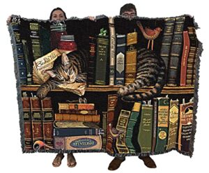 pure country weavers max in the stacks blanket by charles wysocki – gift for cat lovers – tapestry throw woven from cotton – made in the usa (72×54)