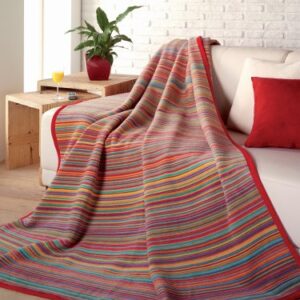 IBENA Colorful Sunset Stripe Cotton Blend Throw Blanket