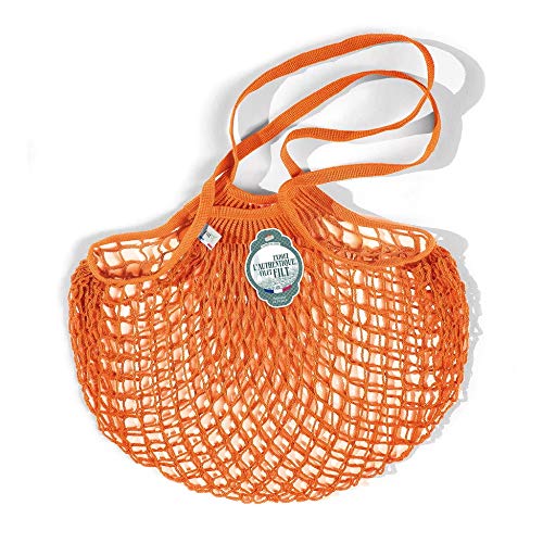 The French Filt Le Fillet Regular Shoulder Carrying Cotton Net Shopping Bag – Filt Medium Bag in Orange