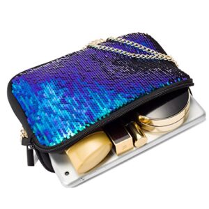 Crossbody Bags for Women Neoprene Clutch Purses Mermaid Sequin Bag Detachable Chain Crossbody Wallets - FUNLAVIE