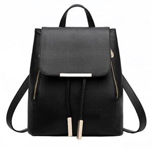 navor girls/women waterproof daypack casual backpack convertible business/travel leather backpack/handbag [black]