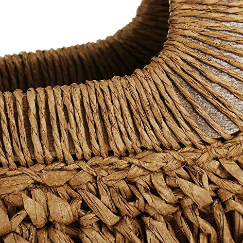 Large Handwoven Straw Bag Travel Shopping Handbag Woven Straw Beach Bag for Women Girls (Brown)