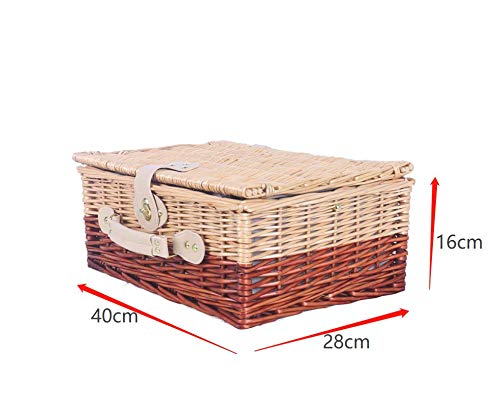 LA Chama Deluxe 4 Person Willow Picnic Basket, 4 Persons Sets, Mobile Ice Pack, Deluxe Plates, Khaki Brown