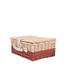 LA Chama Deluxe 4 Person Willow Picnic Basket, 4 Persons Sets, Mobile Ice Pack, Deluxe Plates, Khaki Brown