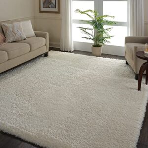 Nourison Ultra Plush Shag Solid Ivory 8'2" x 10' Area -Rug, Easy -Cleaning, Non Shedding, Bed Room, Living Room, Dining Room, Kitchen (8x10)