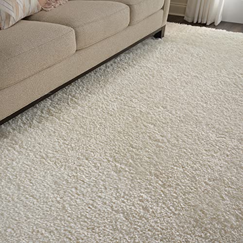 Nourison Ultra Plush Shag Solid Ivory 8'2" x 10' Area -Rug, Easy -Cleaning, Non Shedding, Bed Room, Living Room, Dining Room, Kitchen (8x10)