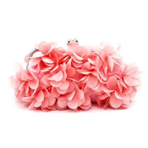 kingluck flower design satin and silk women wedding brial clutch bag/evening handbags(more colors) (pink)