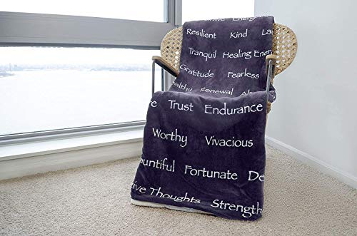 Healing Blanket with Inspirational Message of Love Hope Happiness Health - Super Soft Throw Blanket is The Perfect Recovery Blanket or Cancer Gift for Men and Women - Gratitude Grey