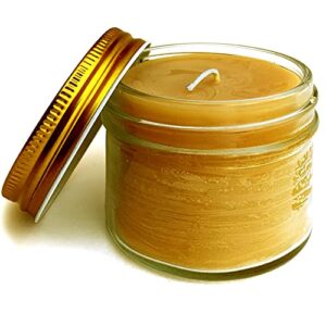 beethelight beeswax jar candle – 4oz – 100% pure usa bees wax in glass container – unscented – 20 hours – all natural light honey scent