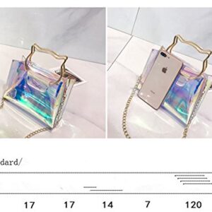 Holographic Clear Jelly Tote Bag Mini Hologram Crossbody Purse for Women with Cute Handle