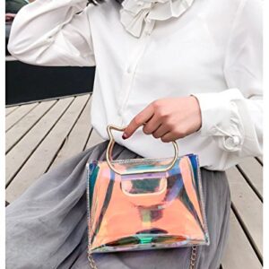 Holographic Clear Jelly Tote Bag Mini Hologram Crossbody Purse for Women with Cute Handle