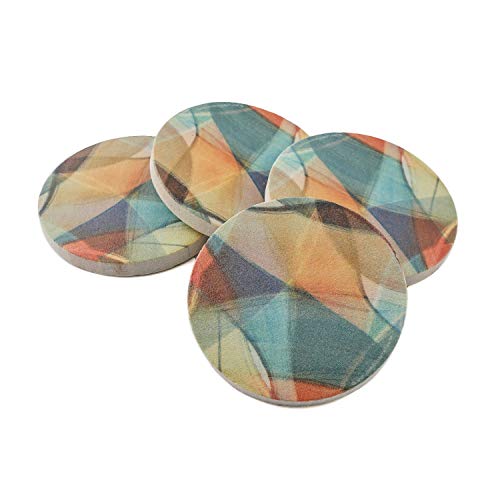 Thirstystone Drink Coasters, All Natural Stone with Non-Slip Cork Backing, Drink Absorbent & Protects Table, Home Accessories, Aura II (Set of 4),TSYZ3