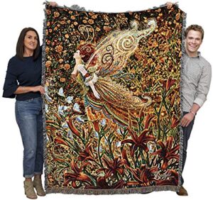 pure country weavers lily fairy blanket by myles pinkney – gift fantasy tapestry throw woven from cotton – made in the usa (72×54)