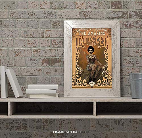 Red Horse Designs The Tattooed Lady, Vintage Decor, Antique Tattoo Model Photo, Retro Room Decor Photo Prints, Vintage 11 x 14 Prints