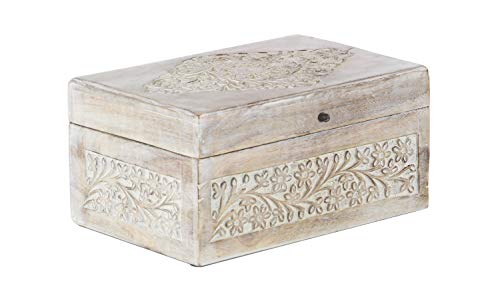 Deco 79 Mango Wood Floral Box with Hinged Lid, Set of 3 8", 10", 12"W, Brown