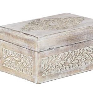 Deco 79 Mango Wood Floral Box with Hinged Lid, Set of 3 8", 10", 12"W, Brown