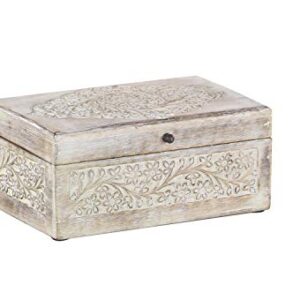 Deco 79 Mango Wood Floral Box with Hinged Lid, Set of 3 8", 10", 12"W, Brown