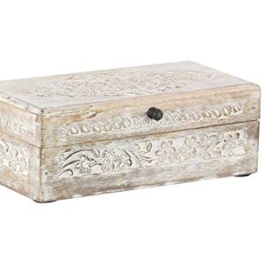 Deco 79 Mango Wood Floral Box with Hinged Lid, Set of 3 8", 10", 12"W, Brown