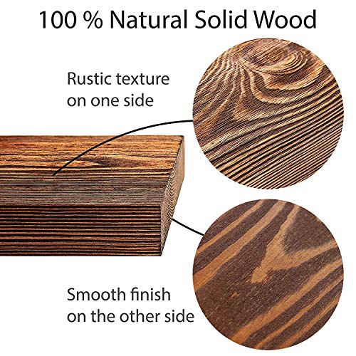 New England Wood Crafters Rustic Wall Shelves with Metal Brackets - Wall Mount Shelf | USA Handmade Wall Shelf - (Set of 2) 1.5'' X 7.5'' (Espresso, 36'')