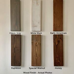 New England Wood Crafters Rustic Wall Shelves with Metal Brackets - Wall Mount Shelf | USA Handmade Wall Shelf - (Set of 2) 1.5'' X 7.5'' (Espresso, 36'')