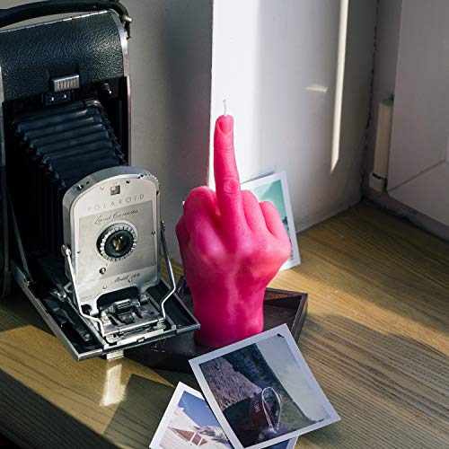 CandleHand Hand Gesture Candle Middle Finger - Big Real Hand Size 8.7 x 3.5 x 3 inches - Unusual Birthday, Office, Housewarming Gift (Pink)