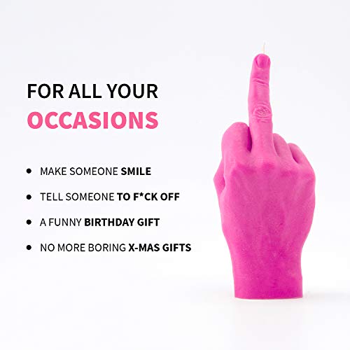 CandleHand Hand Gesture Candle Middle Finger - Big Real Hand Size 8.7 x 3.5 x 3 inches - Unusual Birthday, Office, Housewarming Gift (Pink)