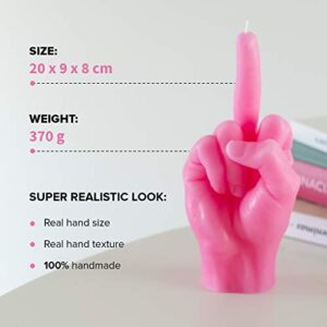 CandleHand Hand Gesture Candle Middle Finger - Big Real Hand Size 8.7 x 3.5 x 3 inches - Unusual Birthday, Office, Housewarming Gift (Pink)