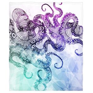 goodbath octopus throw blanket, ocean animals sea monster kraken soft fleece blanket for couch sofa bed travelling, 58 x 80 inch