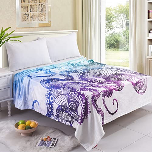 Goodbath Octopus Throw Blanket, Ocean Animals Sea Monster Kraken Soft Fleece Blanket for Couch Sofa Bed Travelling, 58 x 80 Inch