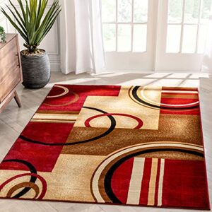 well woven barclay arcs & shapes red modern geometric area rug 5’3″ x 7’3″