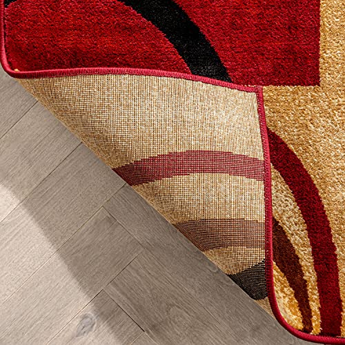 Well Woven Barclay Arcs & Shapes Red Modern Geometric Area Rug 5'3" X 7'3"