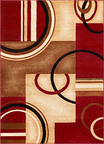 Well Woven Barclay Arcs & Shapes Red Modern Geometric Area Rug 5'3" X 7'3"