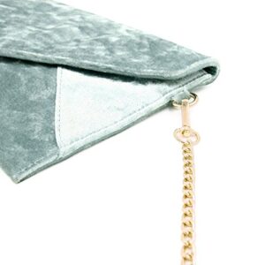 Premium Large Crushed Velvet Tassel Envelope Flap Clutch Evening Bag Purse, T Blue