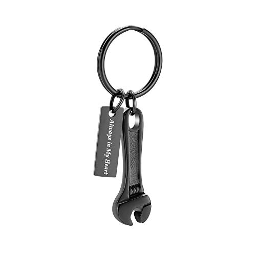 shajwo Cremation Jewelry Wrench Urn Keychain for Ashes Memorial Keepsake Urns for Human Ashes Keyring,Keychain-Black（1.25“0.39”）