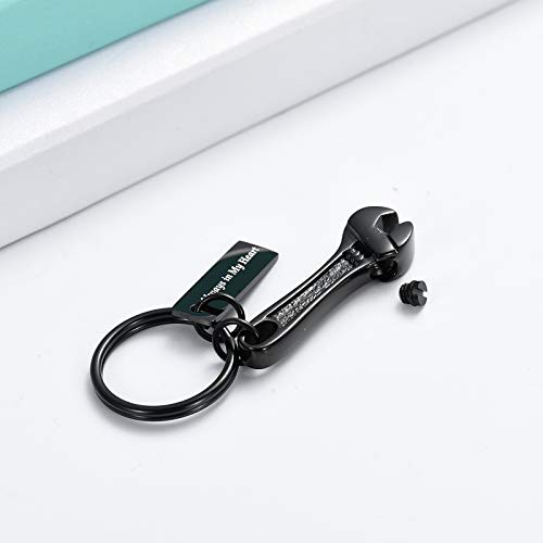 shajwo Cremation Jewelry Wrench Urn Keychain for Ashes Memorial Keepsake Urns for Human Ashes Keyring,Keychain-Black（1.25“0.39”）