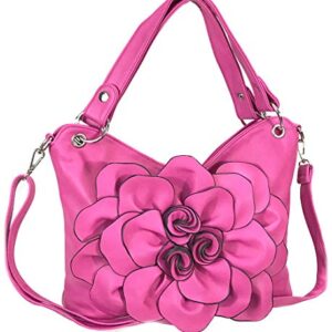 Zzfab Big Flower Purse with Clasp Fushia